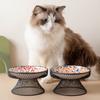 Ceramics Cat Bowl With Bohemia Design Cat Food Bowl Water Plate Snack Dish Large Caliber Anti-Tip With Stand For Neck Protection