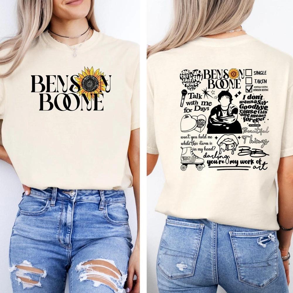 

Винтажная подарочная футболка Benson Boone, Мерч-футболка Benson Boone, Концерт Benson Boone S