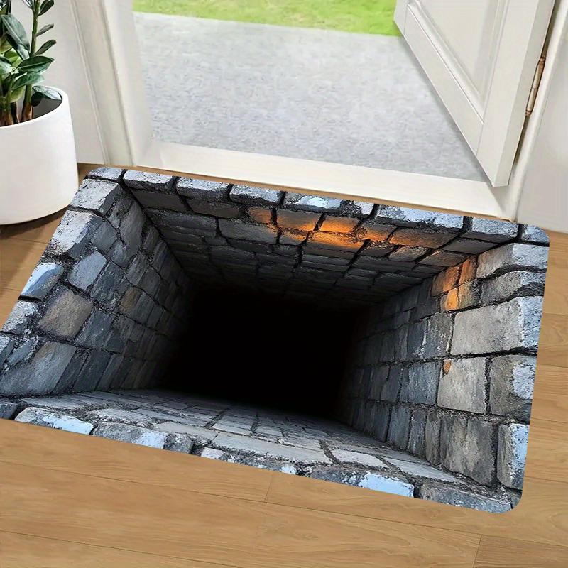 Realistic Brick Tunnel Illusion Rug for Unique Floor Design - 3D Graphic Carpet | Modern Home Accessories Skid resistant carpet