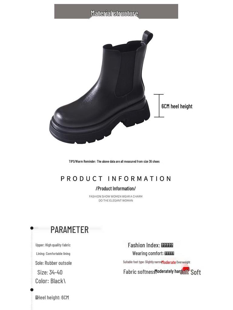 2025 Women's Black Chelsea Martin Boots: Chunky Heel, Round Toe, Platform Design