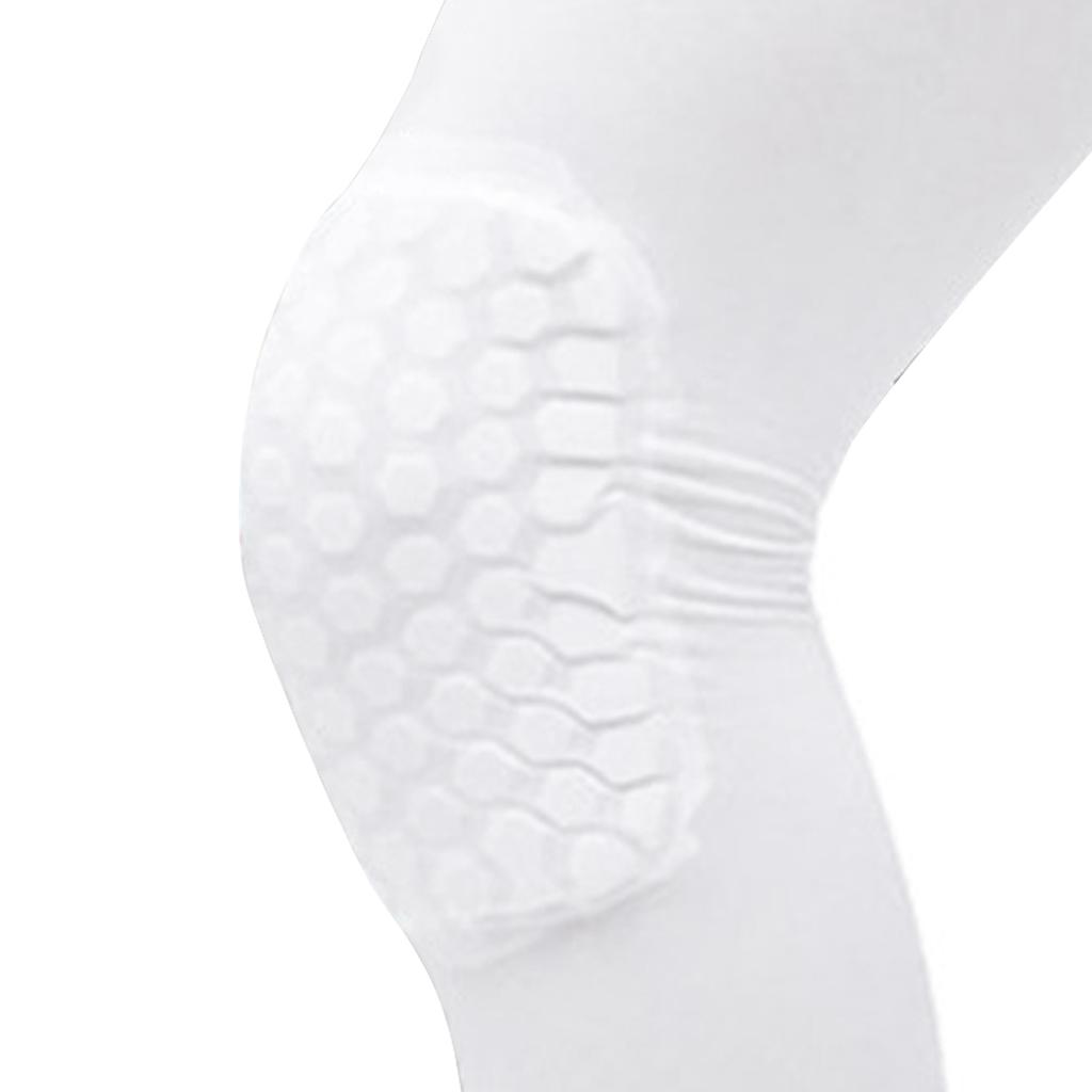 2PCS Knee Brace Unisex Lengthened Honeycomb Anti Collision Compression Knee Sleeve for Basketball White L For