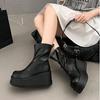 Fashion Women's Platform Ankle Boots Round Head Female Autumn Gothic High Heels Women's Short Boots Wedges Side Zipper Botines De Mujer