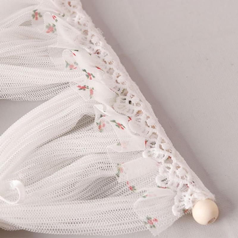 Delicate Lace Window Drapes For 1/12 Dollhouses Includes Two Removable Fabric Ties Perfect For Tiny Home Displays