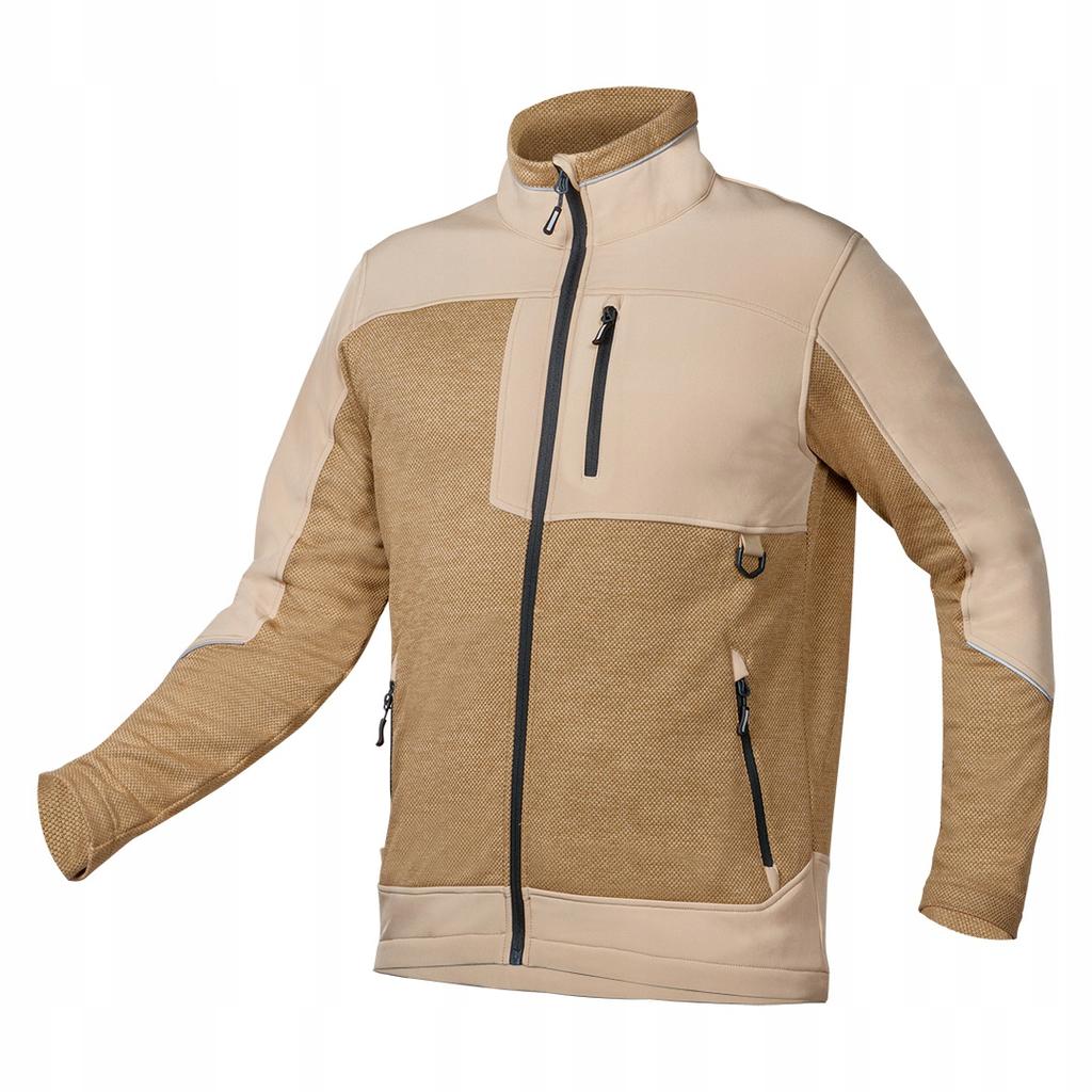 Outdoor Softshell Jacket, Beige, Men' Work Sweatshirt, Reflective Details, Size 1 Pc