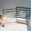 Earring Display Holder,Metal 3 Layers Jewelry Storage Organizer Wood Base Stand Tree,Bracelet Necklace Ear Stud Rack Gift