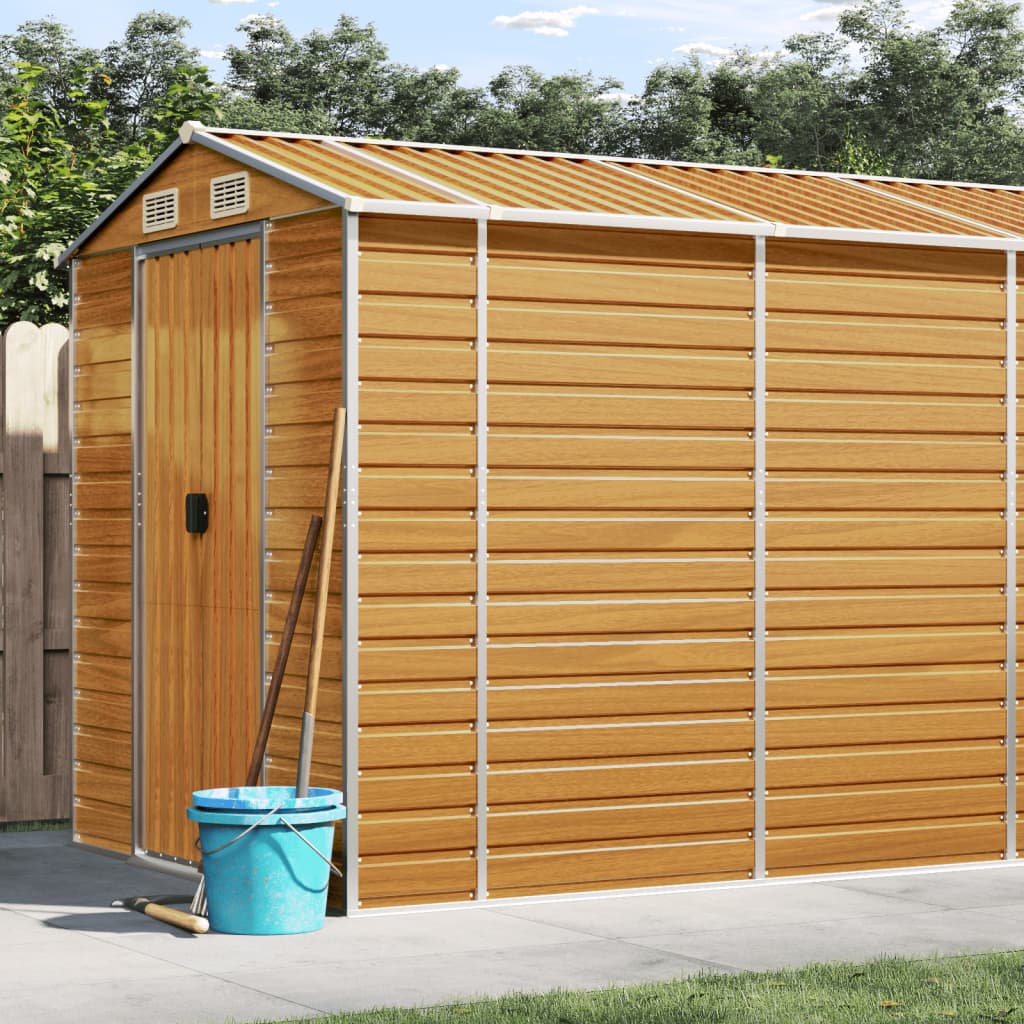 vidaXL - Tuinschuur - 191x980x198 - cm - gegalvaniseerd - staal - lichtbruin