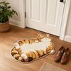 2D Printed Cat Shape Floor Mat Crystal Velvet Bedside Carpet Animal Area Rug  Bathroom Floor