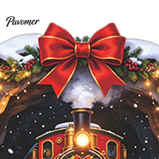 Christmas Glass Decor Vintage Steam Train Static Window Sticker, 3D Broken Wall Effect Festive Film No-Adhesive Decal for Xmas Home Cafe Shop Holiday