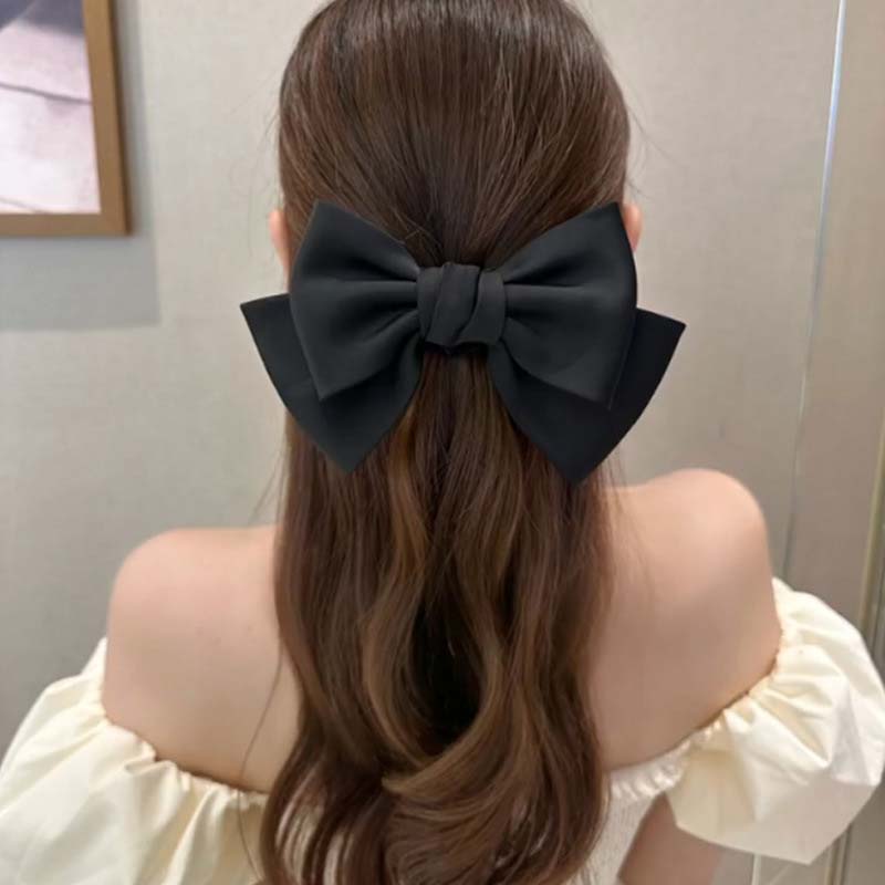 New Korean Black Bow Hair Tie Scrunchies Women Elegant Silk Elastics Hair Band Ponytail Hold Headdress Hair Accessories