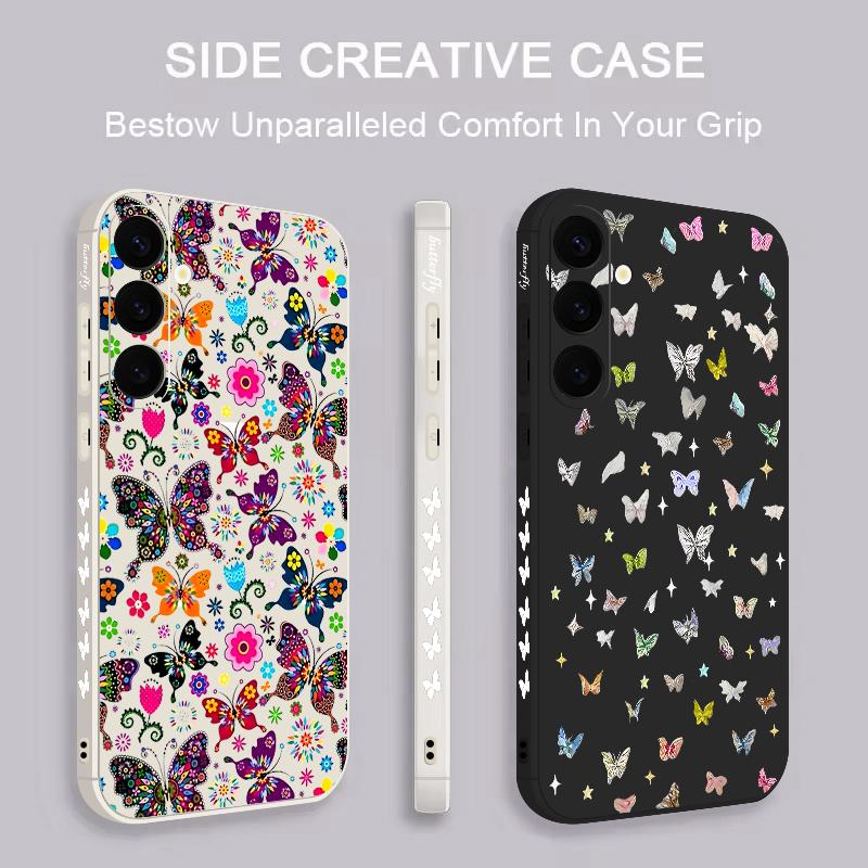 Kolorowe Etui z Wzorem Motyla Dla Samsung Galaxy S26 S25 Ultra S24 S23 S22 Plus S21 FE A15 A16 A17 A35 A36 A54 A55 A56 5G Miękki Pokrowiec