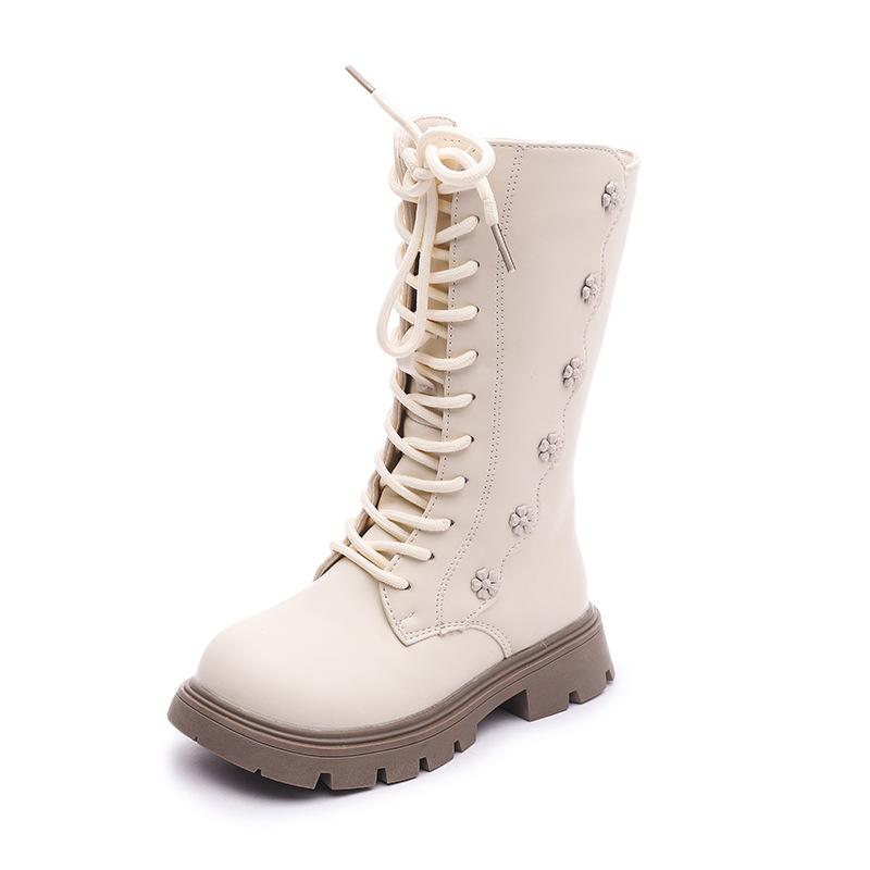 

Autumn Children Knee Length Boots British Girls Princess Boots Kids Zipper Comfortable Non Slip Flower Long Boots 27