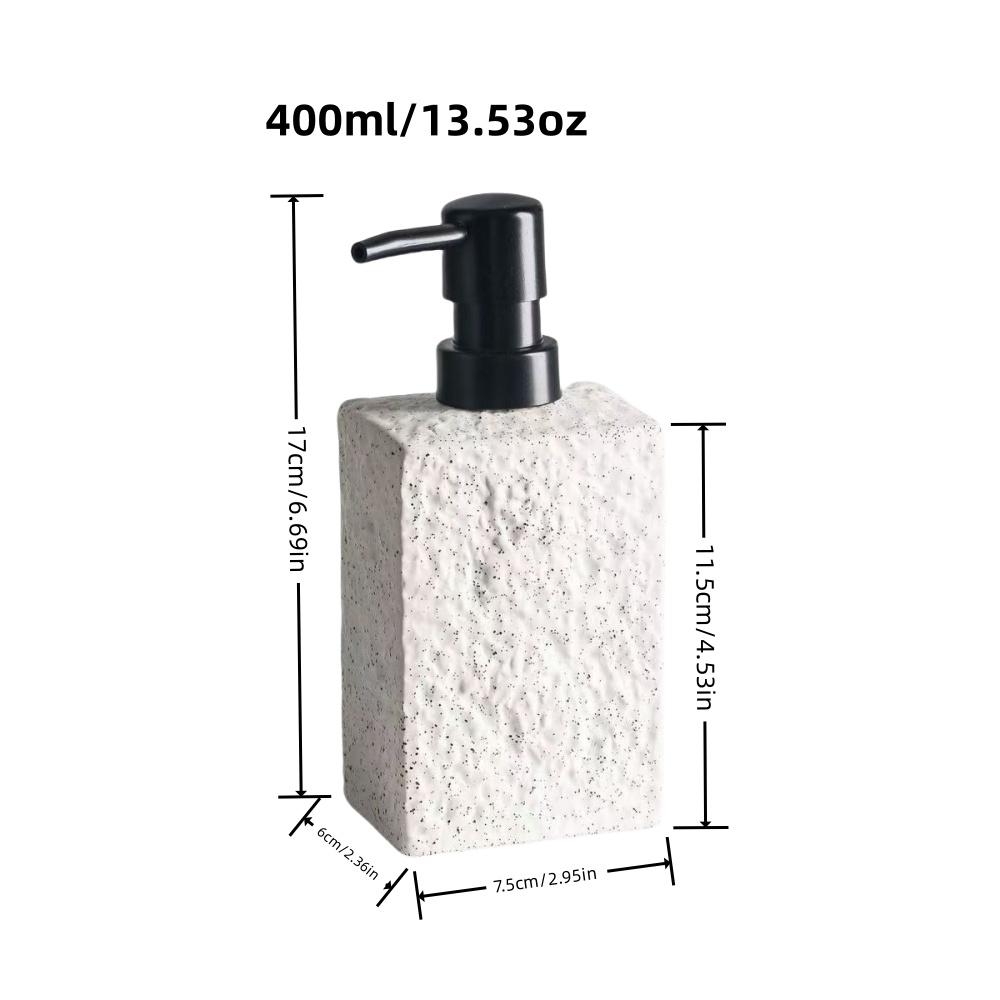 

High End Stone Texture Ceramic Lotion Bottle for Home Hotel Multi Purpose Shampoo Hand Wash Bottle Durable Anti Slip Design 400 ml&Ceramic