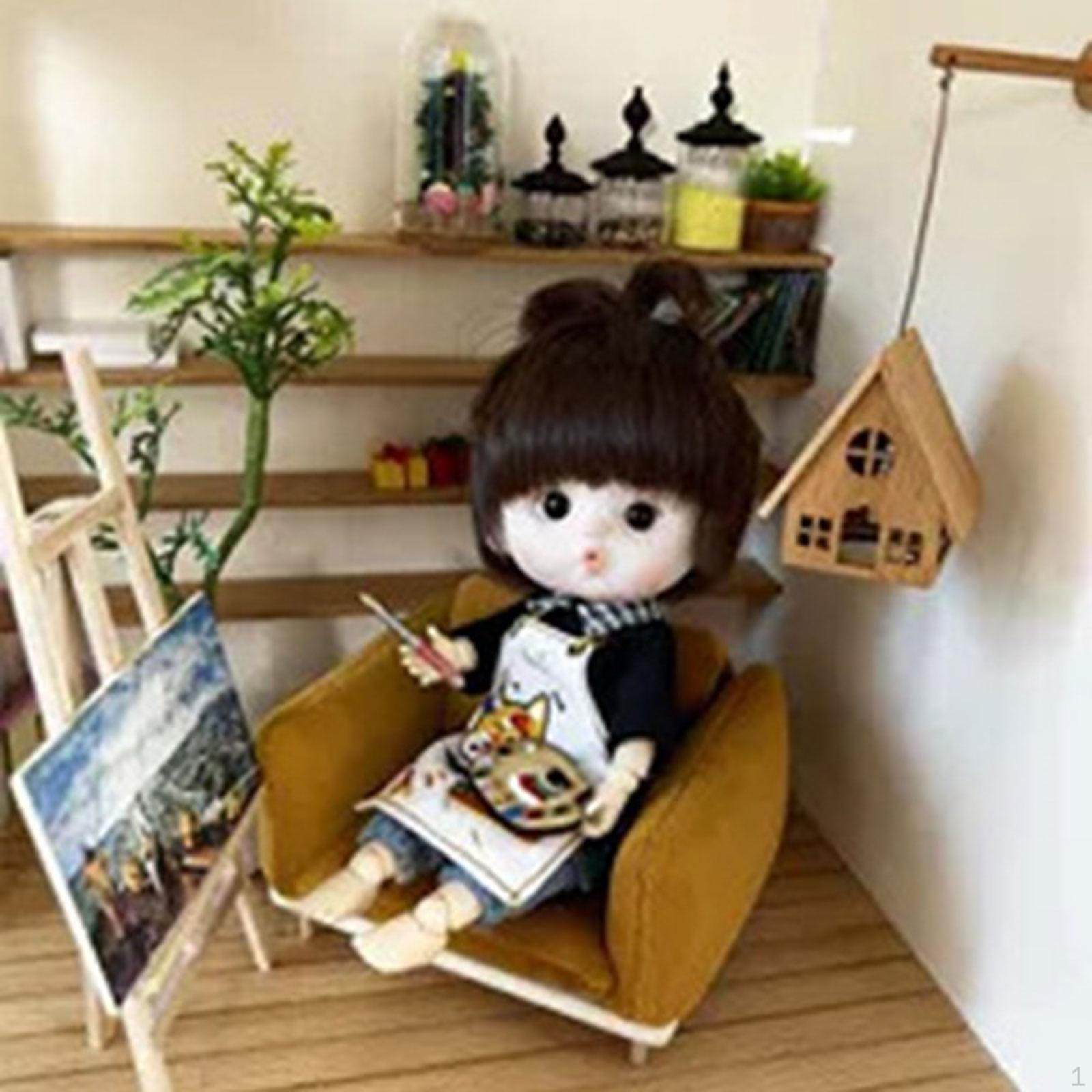 

1/12 Кукольный домик Кресло Сцена Украшение Реалистичная Элегантная Коллекция 10x8x6,5см оранжевый