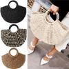 Women'S Wicker Handbag Semicircle Bags Totes Beach Straw Woven Rattan Bag Retro Rattan Bag Handknitting