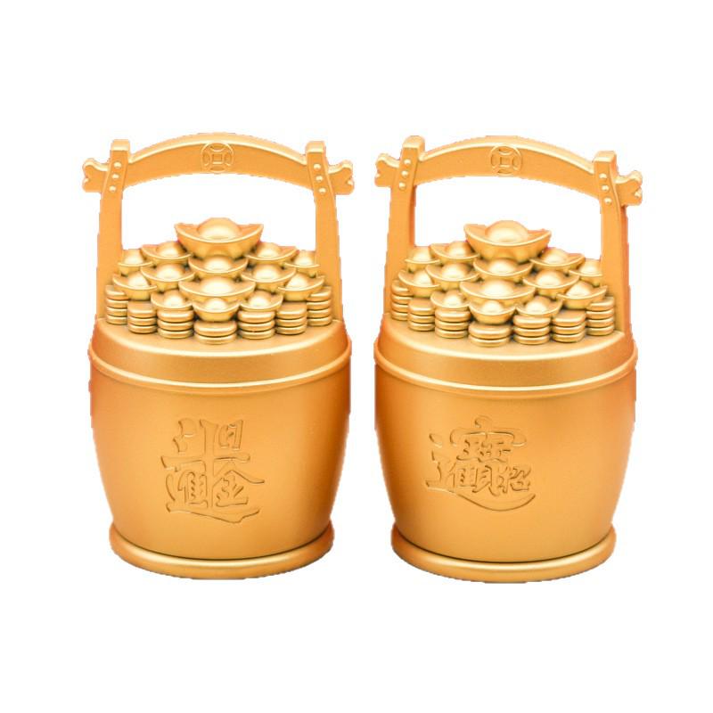 Golden Kylin Treasure Coins: Deluxe Gold Ingots & Bucket Desktop Ornament - Perfect for Gift Giving & Shop Openings