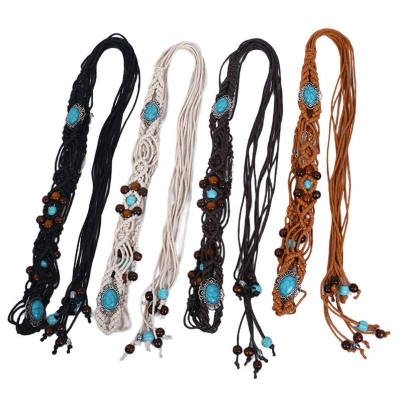 Cowgirl Hüftgürtel für geflochtenen Vintage Bindegürtel mit Perlen für beeindruckenden Webstil Bühne Streetdance