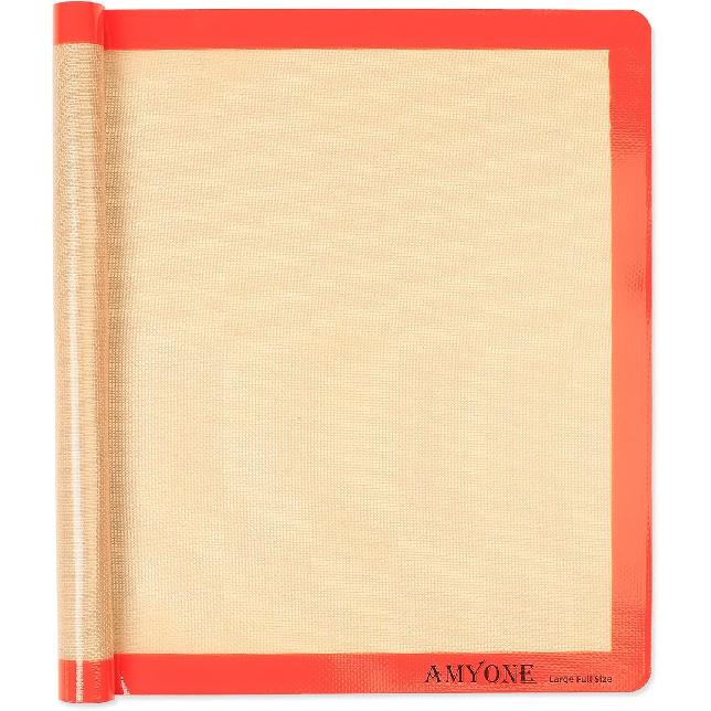 AMYONE Quarter Sheet Silicone Baking Mat, 2 Pcs Non-Stick Silicone Baking Mats Cookie Sheet for 9x13 Baking Pan, Reble Baking Sheet Liners Compatible