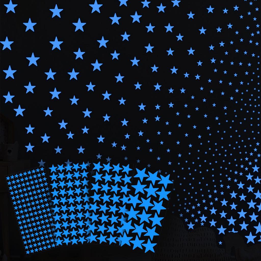 Iridescent Glow-in-the-Dark Star Stickers for Kids' Room, Bedroom, Party, or Window Decoration