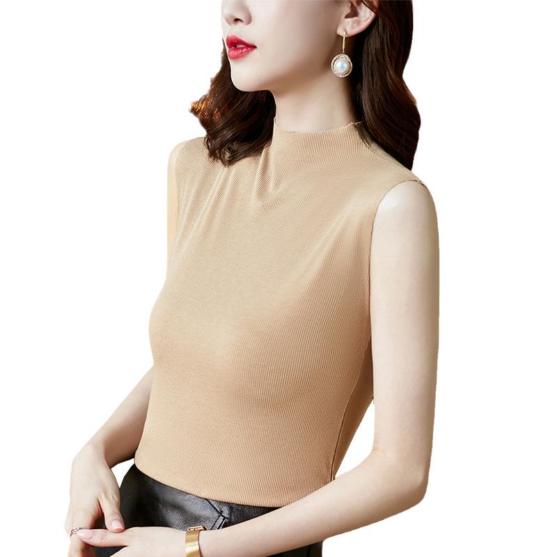 Semi-turtleneck Fashion Vest Women's Inner and Outer Wear Top Fashion with Suit Sleeveless Trend
