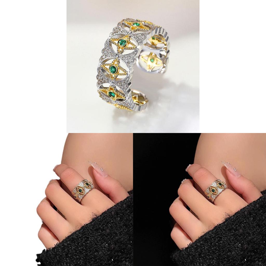 Light Luxury Gold Plated Open Ring Featuring Star Shape For Fashionable Women