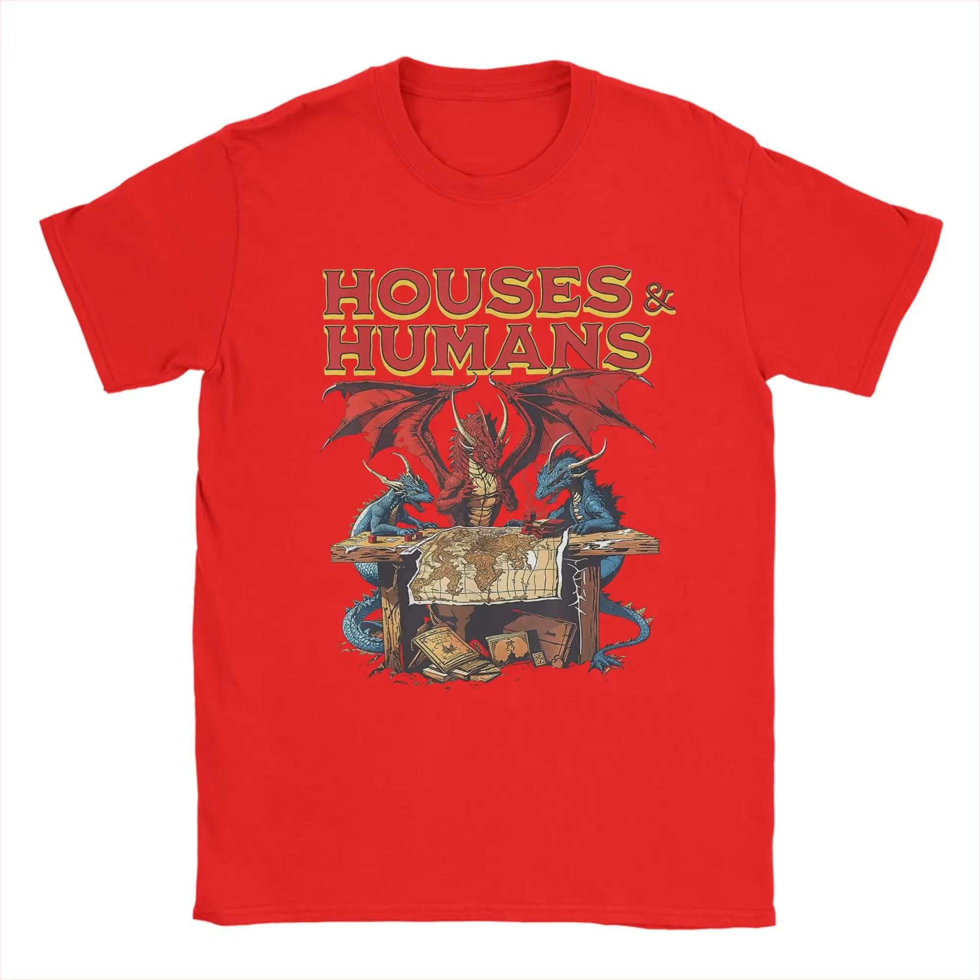 

2026 Houses and Humans Retro 90s TShirts Men women Pure Cotton T Shirts Dungeon Dragon DnD Short Sleeve Tees Clothing 4XL