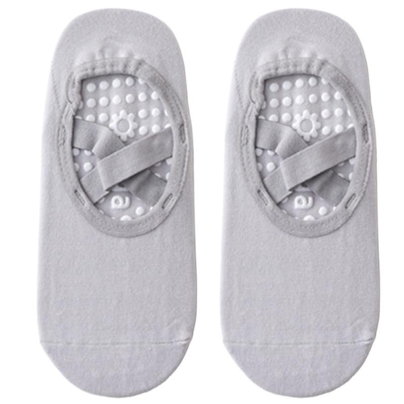 1 Pair Women Nonslip Grip and Straps Bandage Cotton Yoga Socks Low Cut Socks for Pilates Barre Ballet Barefoot Workout