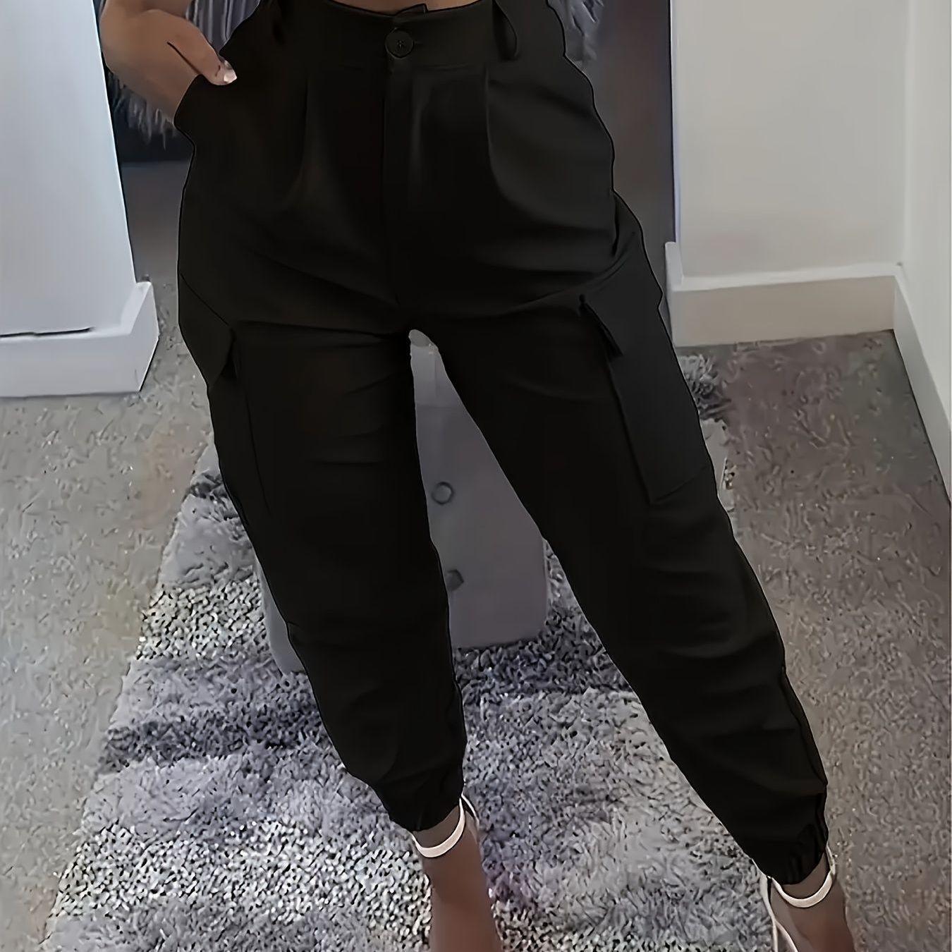 

Plus Size Women s Casual Multi-Pocket Cargo Jogger Pants 5XL чорний