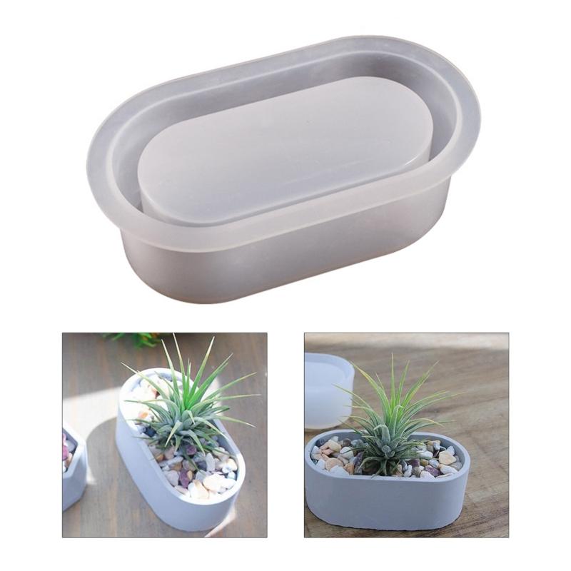 Oval Shape Silicone Mold Flower Planter Mold Flower Resin Mould Craft Art Home Decoration Bead Storage Box Mold