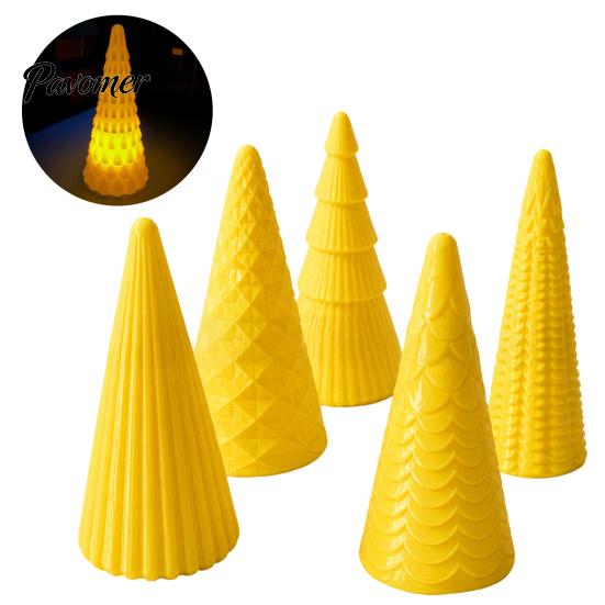 Desktop Holiday Ornaments 5Pcs Illuminated Christmas Tree With/No LED Lights, Nordic Style Luminous Modern Minimalist Home Tabletop Ornaments,