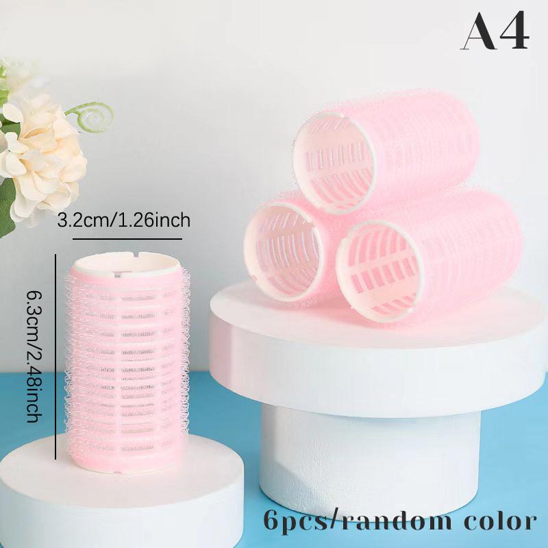 6Pcs Hair Roller Set Self Grip Heatless Hair Curler Different Size No Heat Self-adhesive Curling Hairdressing Styling Tool