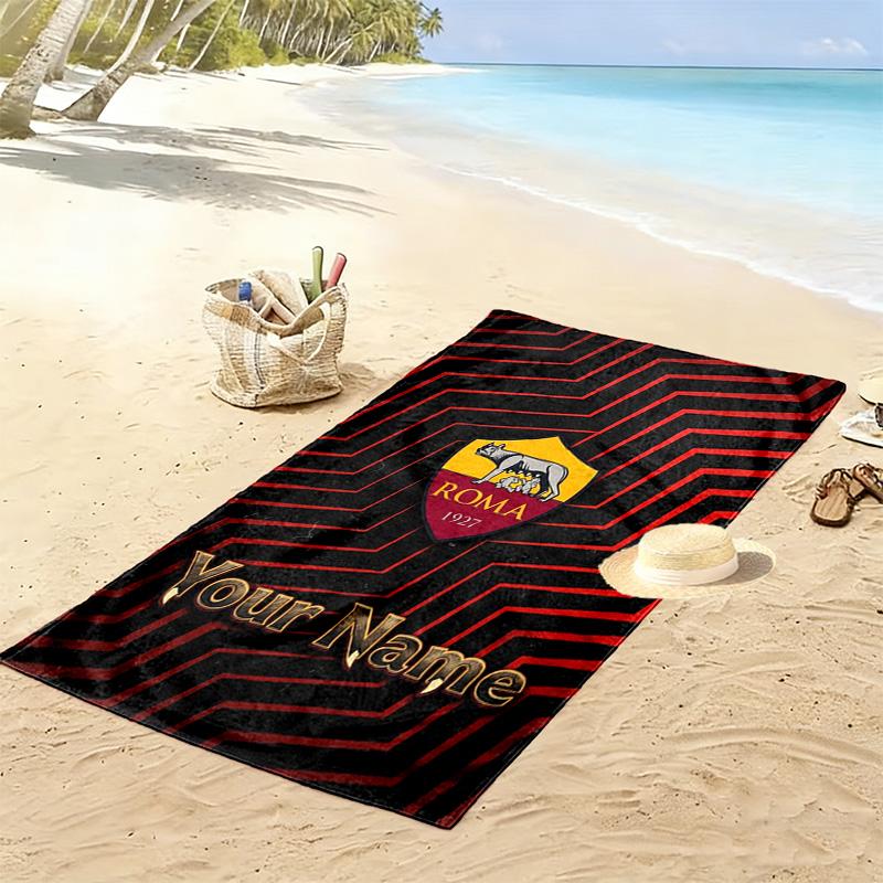 Name Custom AS Roma Logo Print Beach Towel, Large Soft Quick Dry Towel for Beach Camping Swimming