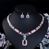 Bridal Color Zircon Necklace Earrings Two-Piece Wedding Dress Noble Earrings Banquet Set Chain