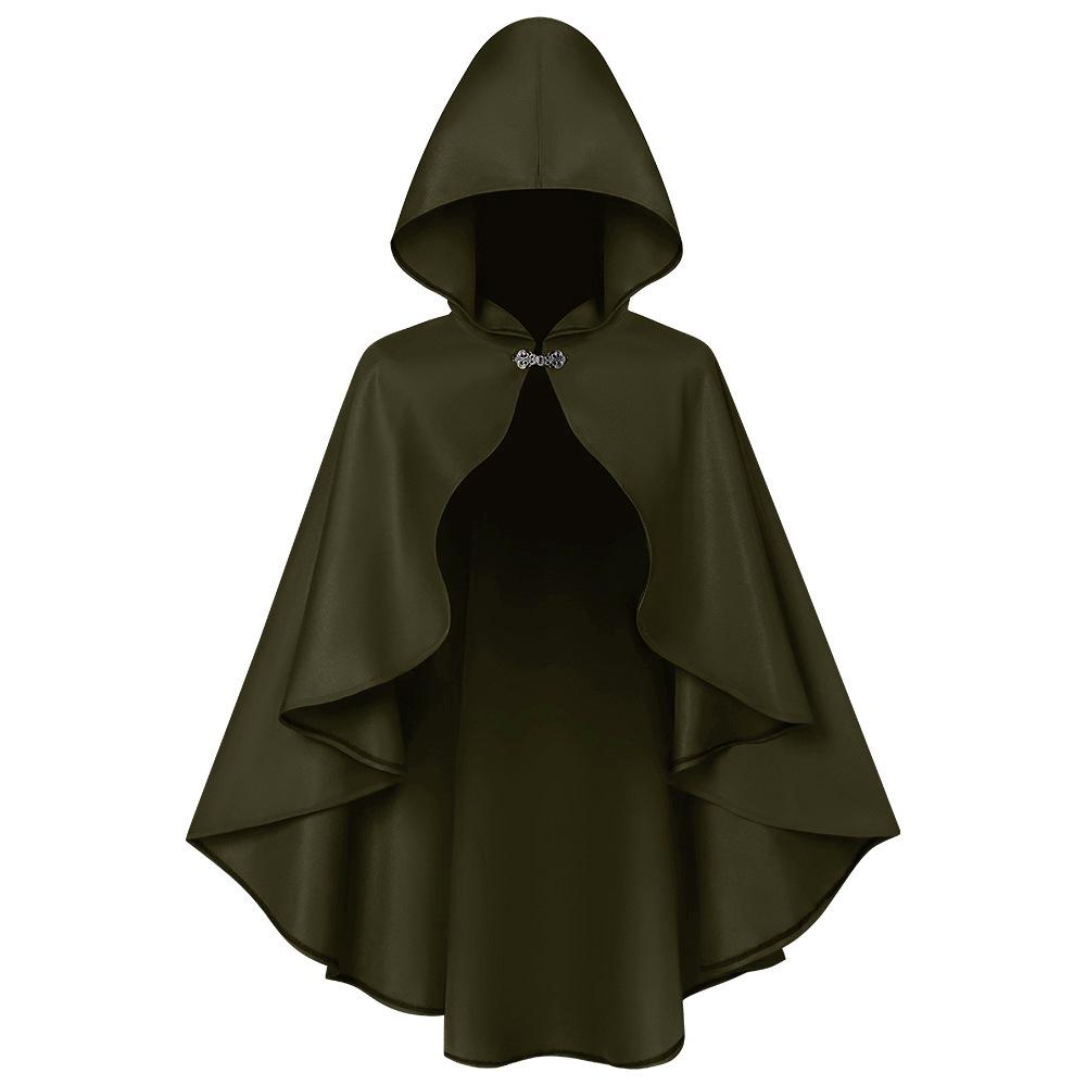 Renaissance Hooded Cloak Costume - Adult Medieval Cosplay Shawl for Halloween