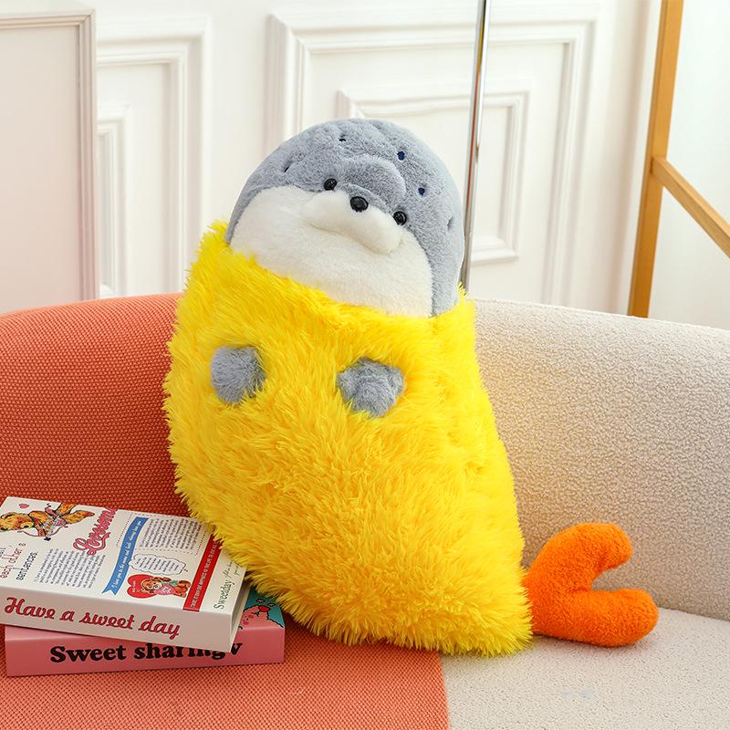 

Fried Shrimp Seal Plush Pillow - Cute Stuffed Animal Gift for Kids, Boyfriends, or Girlfriends Birthdays 65cm, 0.63kg синій