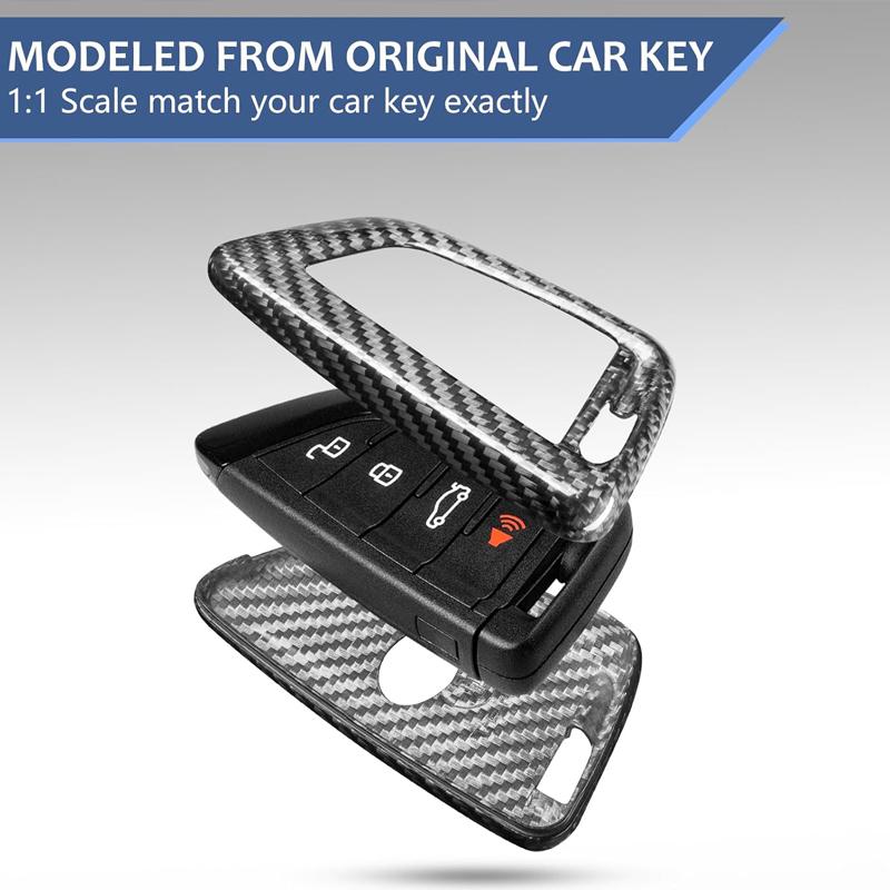Real Carbon Fiber Key Fob Cover Case Shell Protector Fits for Toyota Supra A90 Remote Key Fob Case Cover (sliver Black)
