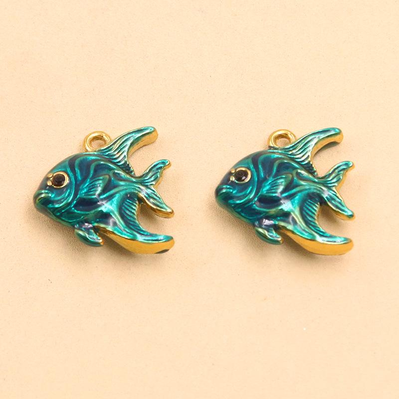 9 Styles Stainless Steel 18K Gold Colorful Enamel Ocean Series Fish Pendant DIY Necklace Bracelet Charms