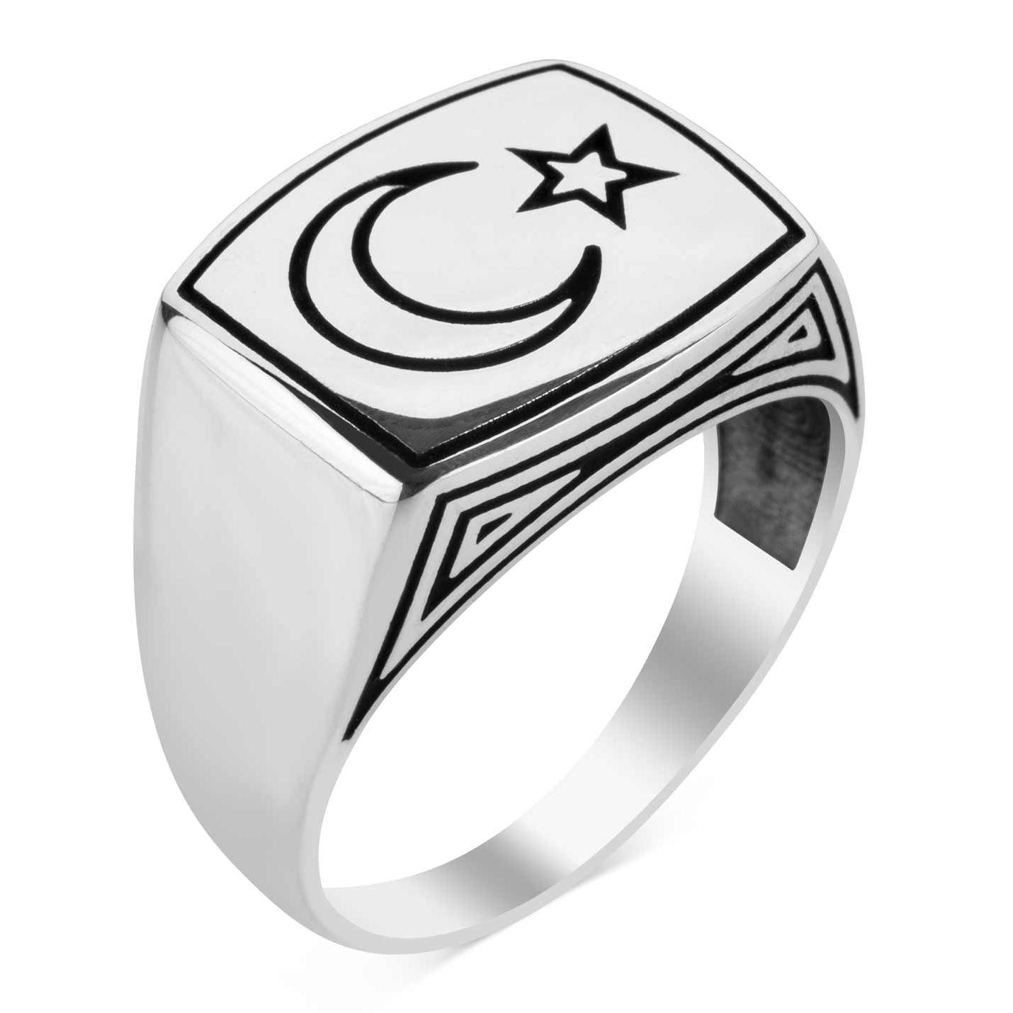 

Простое мужское кольцо Moon Star из стерлингового серебра