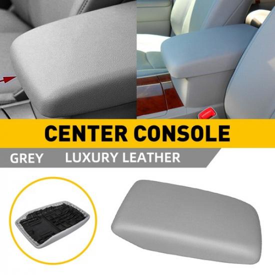 Center Console Armrest Cover Lid PU Leather Gray Fit Toyota Highlander 2008-2013