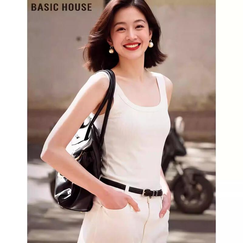 Basic House Women s U-Neck Slim Fit Camisole Tank Top Free Size
