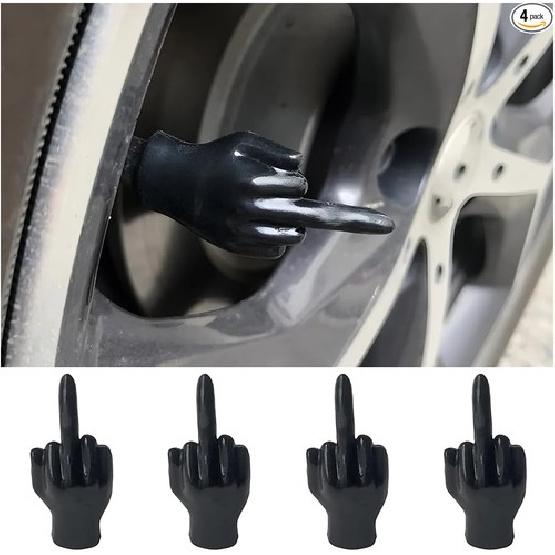 Universal Valve Stem Cap, 4 PCS Prank Tire Valve Stem Caps Funny BLACK