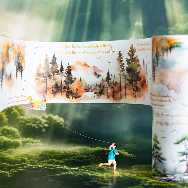 1 Rolka Retro Tusz Krajobraz Washi Tape Ukryta w Lesie Seria Poezji Materiały do Scrapbookingu Ramka na Zdjęcia DIY Naklejki Dekoracyjne