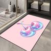 Iridescent Glossy Twin Cherry Print Bath Mat Solid Baby Pink Base Y2K Candy Non Slip Quick Dry Absorbent Rug