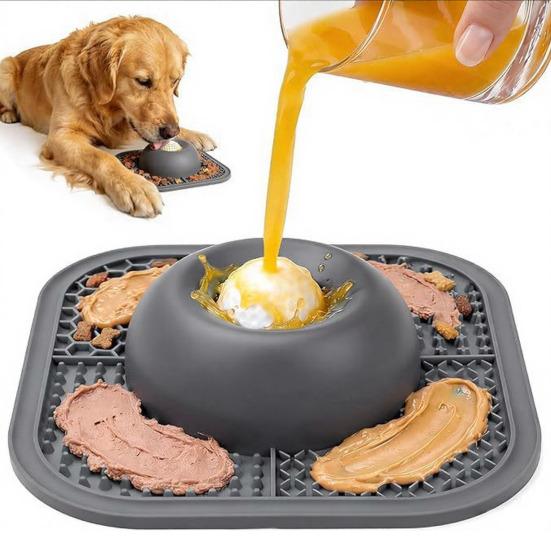 Tigela para Cães Alimentador Lento para Petiscos Líquidos, Tigela para Cães com Bola de Lamber, Tigela de Lamber para Cães para Comer com Segurança, Caldo de Ossos, Iogurte, Cão Molhado