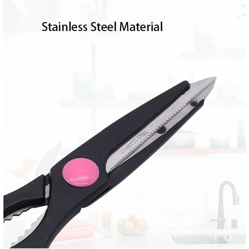 Stainless Steel Sharp Blade PP Effort Saving Handle Multi Functional Household Kitchen Scissors With Beer Bottle Opener