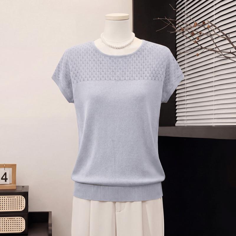 Yuzhaolin Women's Summer Hollow Knit Short Sleeve Top