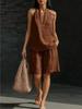 In Stock Women's Halter V-Neck Sleeveless Casual Fashion Set