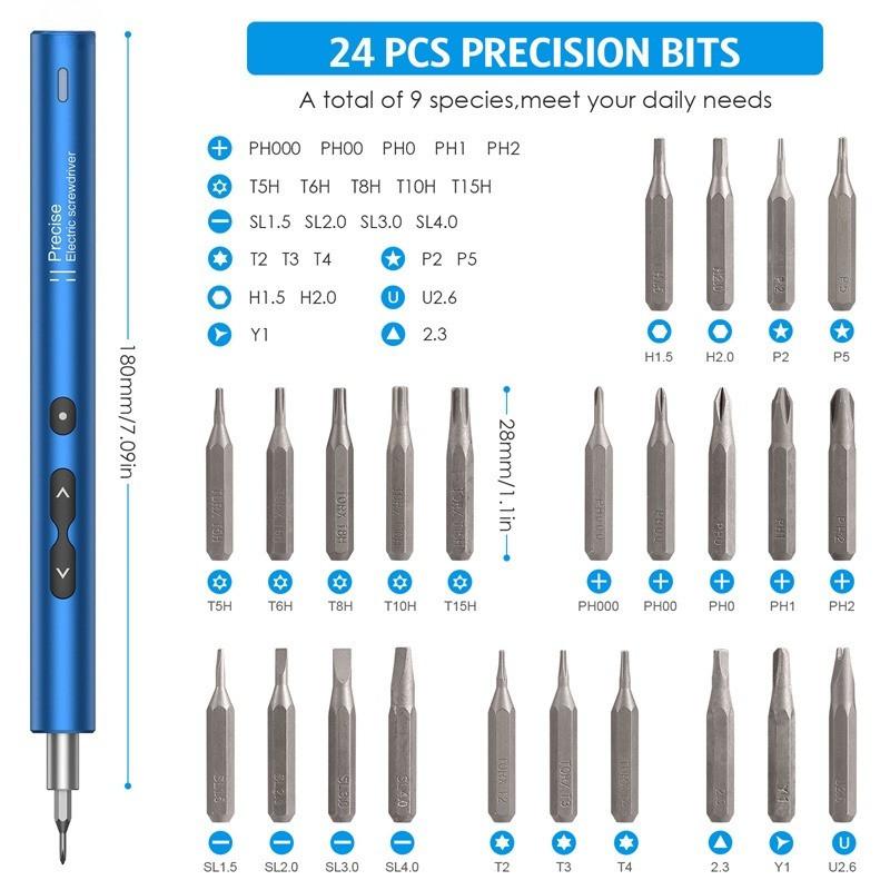 28 in 1 Rechargeable Repair Tool Kits Portable Electric Screwdriver Set Electronics Devices Maintenance Screw Driver Set