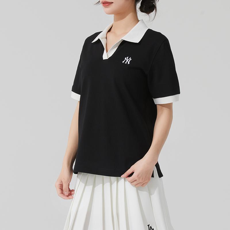 New MLB New York Yankees SS25 Polo Shirt Women's Black 3FPQB0153-50BKS