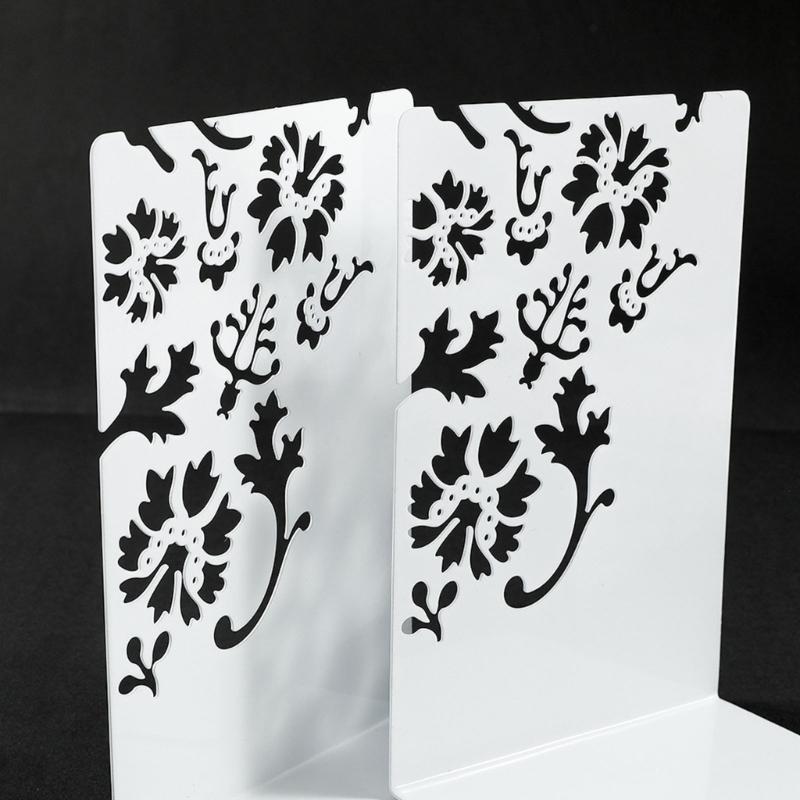 Metal Book End For Shelves 2Pcs Flower Bookends Heavy Duty Book End Book Stopper Slip Resistant Bookends for Desk Shelf