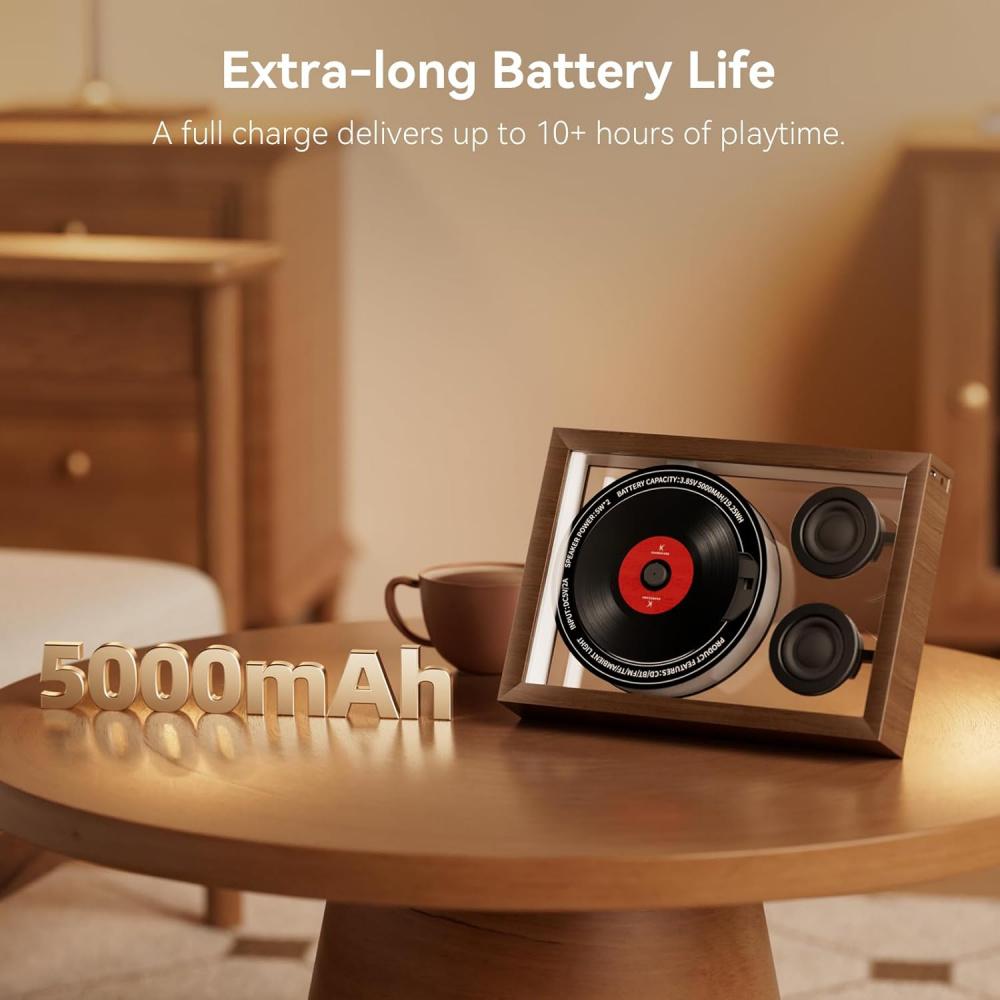 CD Player με 5.4 Bluetoothr, Ρετρό CD Players Κορνίζα με Ηχεία Φως, Επιτραπέζιο Τοίχου CD Player Ασύρματο Ηχείο Ενσωματωμένο Μικρόφωνο Τηλεχειριστήριο